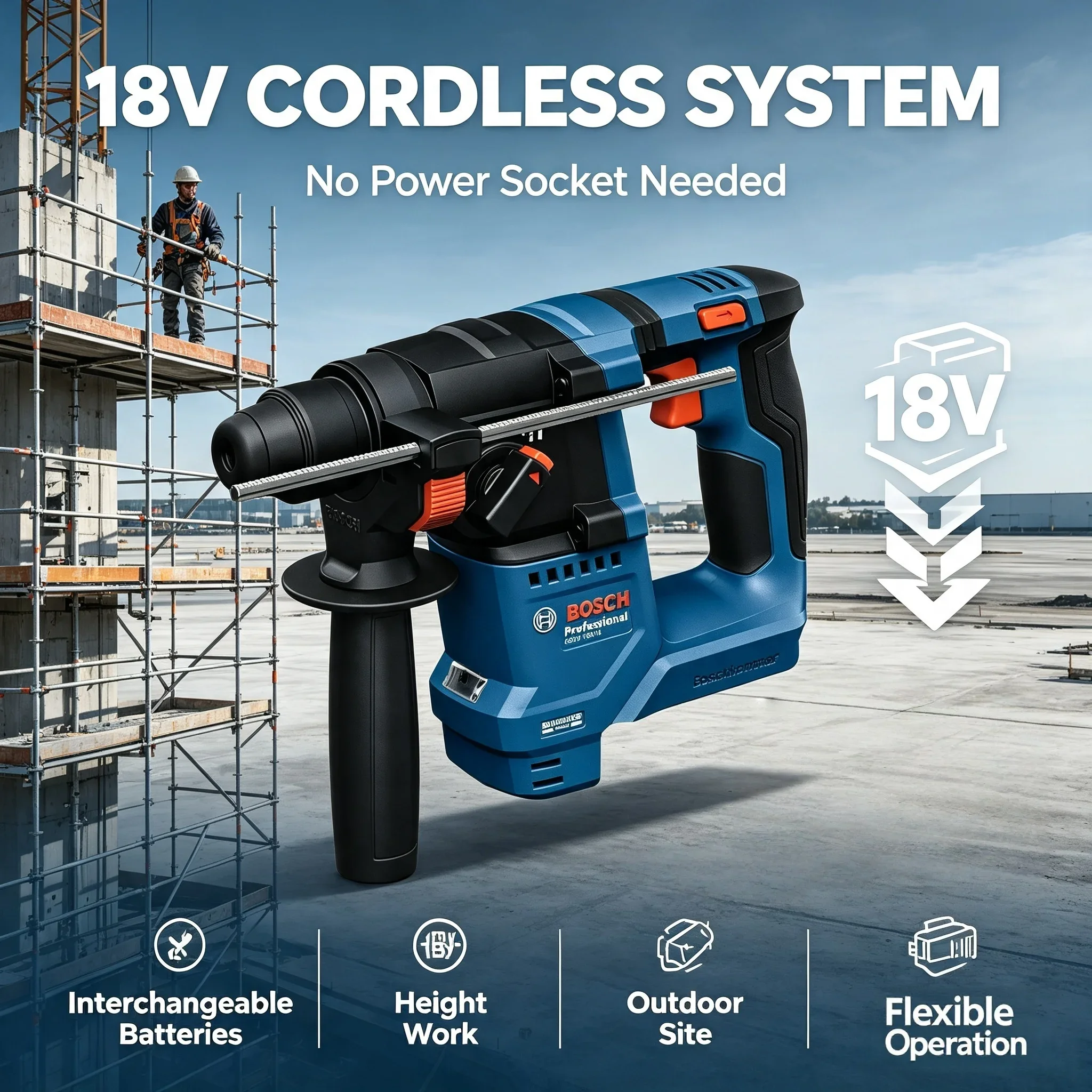Bosch GBH 18V-18 Cordless Rota - Power Tools Professional ulasan dan harga